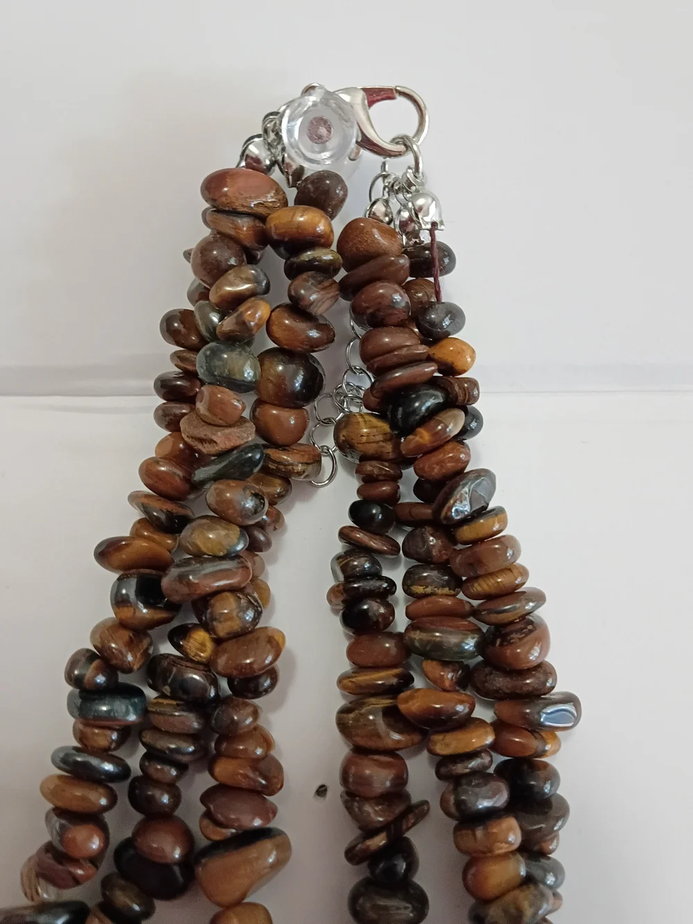 JTV Brown Tiger Eye Multi-Strand Necklace with Silver Dragonfly Pendant
